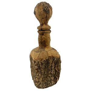 Handcrafted Natural Cork Decanter‎ Bottle Bark & Burl Signed Rustic Portugal Art